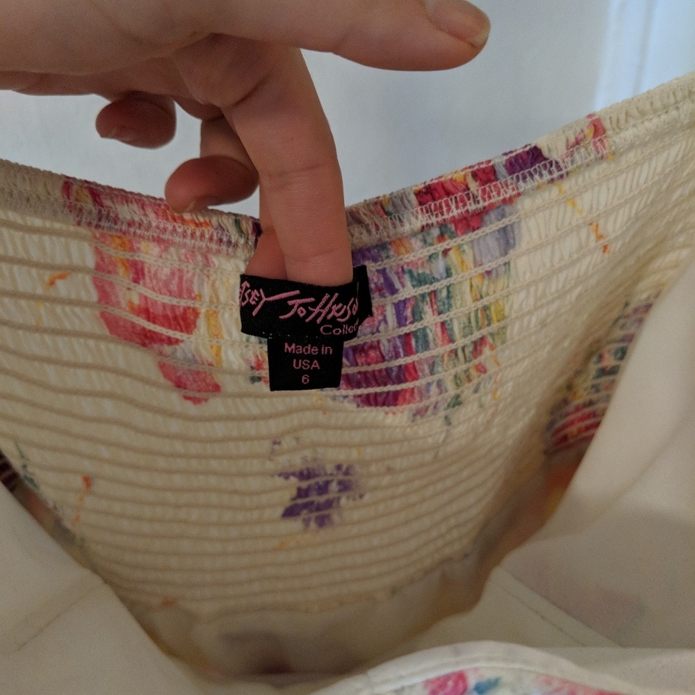 Betsey Johnson Strapless Cream and Flower Dress - Picture 2 of 6